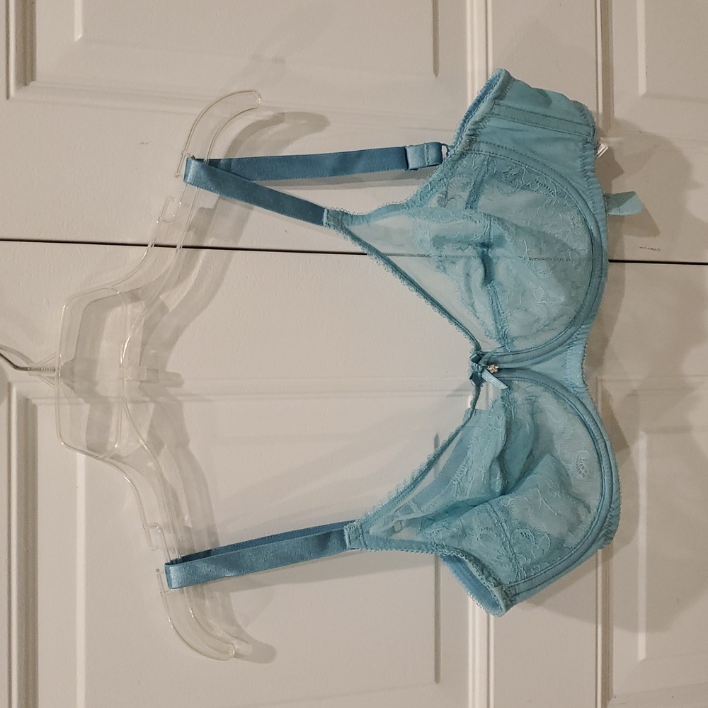 Wacoal Retro Chic Full Figure Underwire Bra Size 34D Aqua Blue